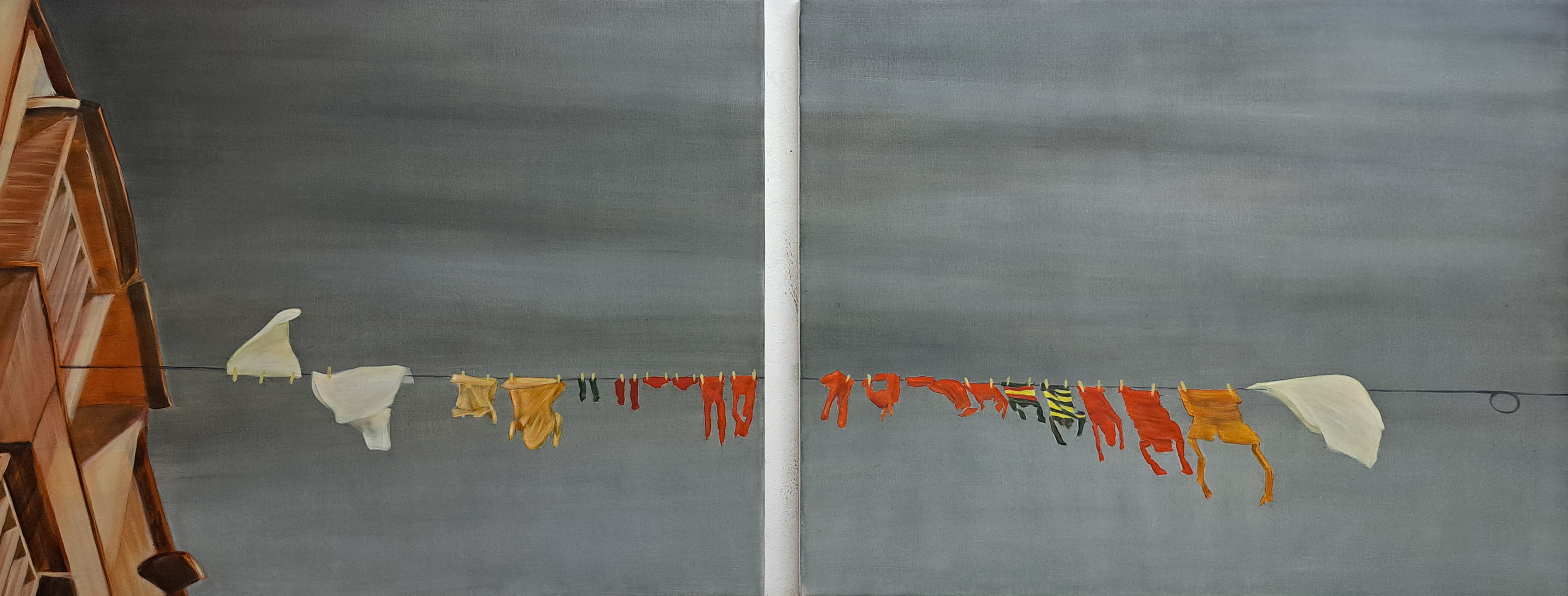Häkkilinnut öljy kankaalle 80x200cm 2025